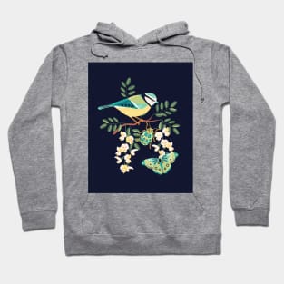 Blue Tit and Butterfly 2 Hoodie